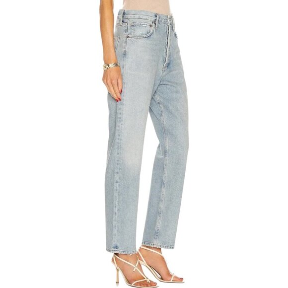 New Agolde 90s Mid Rise Loose Fit Straight Leg Jeans Size 24 In Semi Tropic Wash - Picture 4 of 16